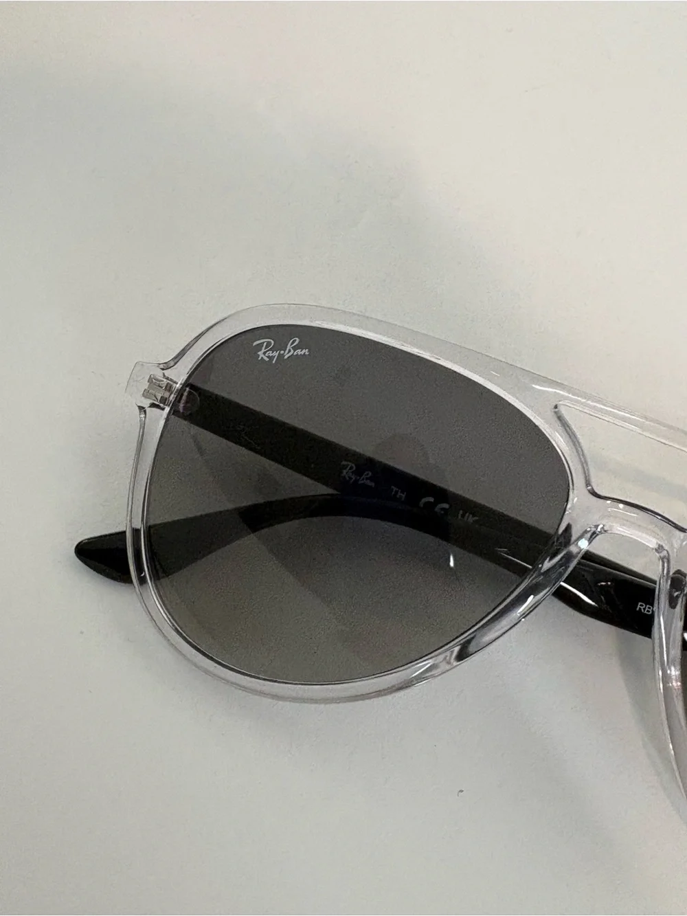 Ray Ban Aviator RB 4376 6477/11 57-16 145 2N Sunglasses Black, Clear Frame